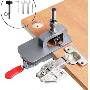 Gabarit de charni&egrave;re de 35 mm - Gabarit de charni&egrave;re pour cadre de porte - Gabarit de charni&egrave;re invisible - Perforateur - Guide de per&ccedil;age pour le