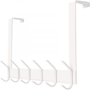 Porte Manteau pour Porte 4,5 cm Pat&egrave;re de porte &agrave; Suspendre 12 Crochets Acier Inox Crochet de Porte Manteaux Serviette Rangement pour Chambre Salle