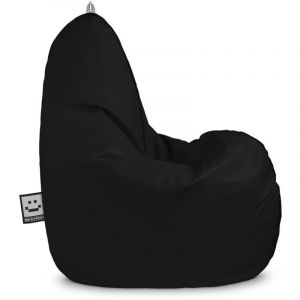 Happers - Pouf Poire Relax Similicuir pour Ext&eacute;rieur ou Int&eacute;rieur Noir Enfant Noir