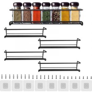 4 Pcs &Eacute;tag&egrave;re &agrave; &Eacute;pices Cuisine Etagere a Epices Murale &Eacute;tag&egrave;re de Rangement de Cuisine Tag&egrave;re &agrave; &Eacute;pices Murale sans Per&ccedil;age Mural Etag&egrave;re de Douche