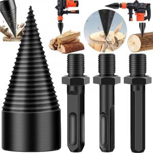 Shining House - 42mm Foret de Fendage de Bois, Fendeur de Bois Conique pour Perceuse à Bois et Fraise à Bois de chauffage Fendeur conique en acier