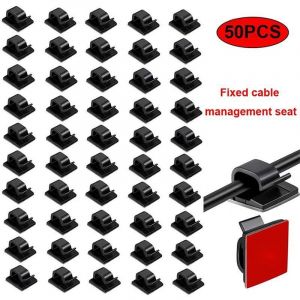 Shining House - Clips C&acirc;ble Adh&eacute;sives, 70PCS Clip Cabl Adhesif Rangement de C&acirc;ble Fixation Auto Collant, Plastique Organiseur de Fils Electrique pour