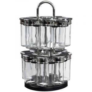 Carrousel &agrave; Epices 2 Etages avec 16 Pots en Verre