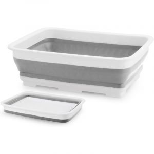 Bassine pliable 6,2 L rectangulaire, portable vaisselle/linge/camping, rangement facile, gris