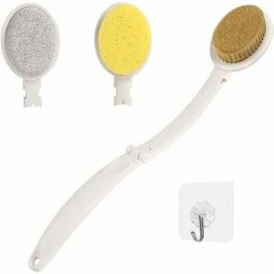 Brosse Dos Douche Long Manche Pliable 3 en 1 : Nettoyage Efficace, Exfoliation Douce et Massage Relaxant. Brosse Dos, Brosse Pied, Brosse Dos Douche,