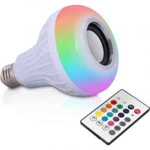 Jeffergarden Ampoule Bluetooth RVB avec haut-parleur E27 12 W couleur lumi&egrave;res ampoule sans fil jouer de la musique avec t&eacute;l&eacute;commande