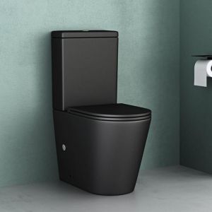 Mai&mai - wc à Poser sans Bride en Céramique Noir Mat Toilette Complet Abattant avec Frein de Chute S108T