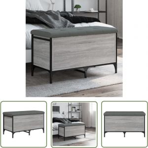 The Living Store Banc de rangement sonoma gris 82x42x45 cm Bois d'ingénierie - Banc Coffre - Banc Rangement Intérieur - Banc Entrée - Banc Design