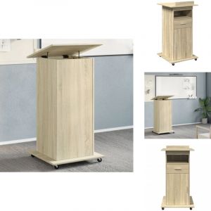 Vidaxl - Pupitre et roues et tiroir chêne sonoma bois d'ingénierie - Bureau - Meuble De Bureau - Pupitre - Tribune - Plateau Relevable