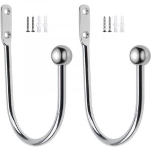 2 Pi&egrave;ces Embrasses &agrave; Rideaux Crochet en M&eacute;tal Crochet Embrasse en Forme de U Argent