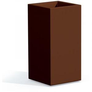 Idralite - Pot de fleurs carr&eacute; jardini&egrave;re en r&eacute;sine h 80 mod. Cube Top 40x40 marron
