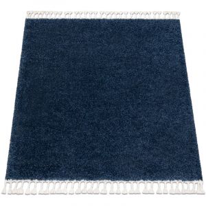 Rugsx - Tapis berber carr&eacute; 9000 bleu fonc&eacute; Franges berb&egrave;re marocain shaggy blue 160x160 cm