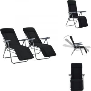 Chaises pliables de jardin avec coussins lot de 2 Noir - Chaise De Jardin - Chaise Pliante - Chaise Relax - Fauteuil De Jardin - Mobilier De Jardin