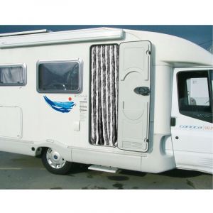 Bigbuy - Rideau chenille pour porte camping-car incasa Coloris - Gris et blanc, Dimension (cm) - 100 x 200
