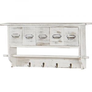 Jamais utilisé] Portemanteau mural, étagère 5 tiroirs, 65x13x32cm, shabby chic, vintage, blanc
