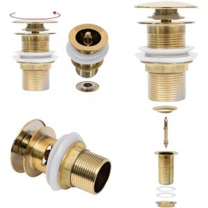 Drain à poussoir sans débordement Doré 6,4x6,4x9,1 cm - Robinet Lavabo - Robinetterie Salle De Bain - Évacuation Lavabo - Siphon Lavabo - Vidage