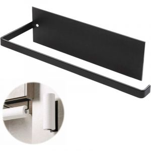 Rnemitery - Porte-essuie-tout mural, porte-essuie-tout non percé, porte-rouleau de papier de cuisine autocollant, 26 cm - noir