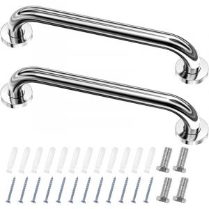 Gabrielle - Lot de 2 Barre D'Appui wc, Acier Inox Maintien Poignée Douche, 30cm Barre d'Appui Salle de Bain Coudée, Barres Douche, Baignoire Main