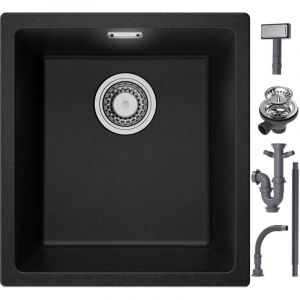 [JAMAIS UTILISE] CECIPA MAX 40 x 44 x 20 cm Evier en Quartz et Résine, Evier 1 Bac en Granit, Evier de Cuisine à Poser/à Encastrer/Sous-plan