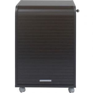 Caisson à rideau sur roulettes 2 tiroirs noir Orga 70cm