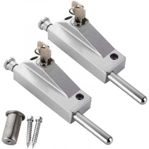 Verrou de porte en alliage d'aluminium, verrou de sol, verrou de s&eacute;curit&eacute; antivol, verrou de porte tournante, 2 pi&egrave;ces (argent)