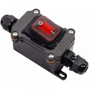 Interrupteur pour lampe,IP67 Interrupteur de c&acirc;ble &eacute;tanche interrupteur de ligne on/off Interrupteur &agrave; Bascule 220V ac &eacute;tanche dpst 4 Bornes avec led