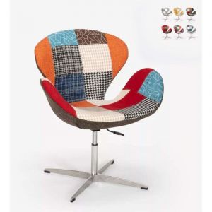 Fauteuil patchwork pivotant de salon style design moderne Stork - Patchwork 7