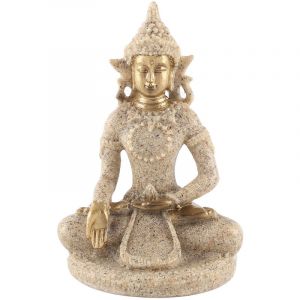 Statue de Bouddha assis en méditation Sculpture Figurine Artisanat pour la décoration de la maison Ornement (B Gold)
