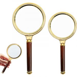 2 Pcs 10X Grossissement Loupe à Main Loupe Senior Loupe à Main Haute Clarté Légère Loupe avec 80MM 60MM Loupe en Verre Réel Plus Incassable pour