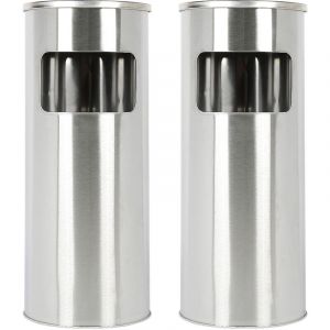 Cendrier Ext&egrave;rieur Int&eacute;rieur sur Pied Poubelle en Acier Poubelle &agrave; cendrier d'h&ocirc;tel argent