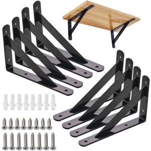 ZVD - BR-Vie Equerre Etagere Murale, 8 Pcs Supports Triangulaires de 90 Degr&eacute;s en Acier, &Eacute;querres &Eacute;tag&egrave;res 200mm x 120mm, Support d'angle Brace