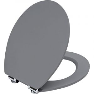 TODOT Abattant WC avec Frein de Chute Silencieux, Lunette de Toilette en Bois MDF, Revêtement Caoutchouc Doux au Toucher, Charnières Ajustables,