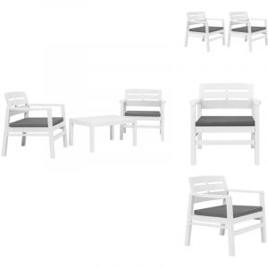 Vidaxl - Salon de jardin 3 pcs Plastique Blanc - Salon De Jardin - Meubles De Jardin - Set De Salon - Ensemble De Balcon - Mobilier D'extérieur