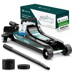 CargoVA Cric rouleur hydraulique 2,5T avec 2 patins en caoutchouc et chandelle, id&eacute;al pour atelier domestique