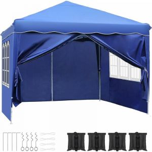 Tonnelle Jardin Pliable 3 x 3 m,imperm&eacute;able Stable r&eacute;sistante &agrave; l'hiver,Tente Jardin Pliable,Tente f&ecirc;te Pop-up,Tente tonnelle avec 4 parois
