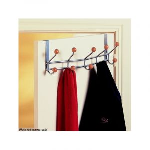 Porte-manteaux 10 crochets blancs + boules bois