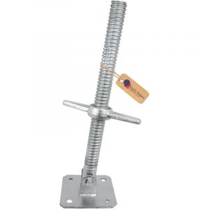 Pied d&rsquo;&eacute;chafaudage avec tige filet&eacute;e galvanoplastie 38 x 500 mm &ndash; plaque de pied r&eacute;glable robuste &ndash; GeZu Impex