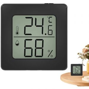 Thermom&egrave;tre d'int&eacute;rieur, hygrom&egrave;tre num&eacute;rique, hygrom&egrave;tre, thermom&egrave;tre pour la maison, moniteur de temp&eacute;rature et d'humidit&eacute; pour serre, cave, noir