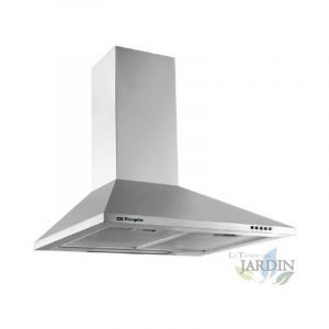 Hotte d&eacute;corative Orbegozo 60 cm, 3 vitesses, 2 filtres amovibles, 2 ampoules, finition inox, chemin&eacute;e r&eacute;glable