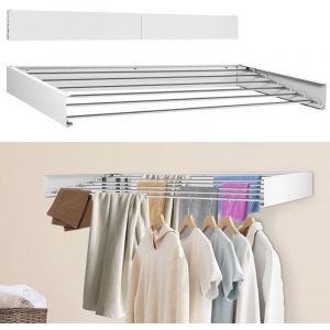 Xiiw - 100cm 6 tiges Porte-Serviettes Extensible, Porte-serviettes de piscine, &eacute;tendoir &agrave; linge r&eacute;tractable, porte-serviettes, 100 x 10 x 50 cm