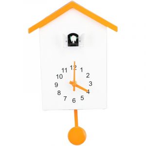 TONYSA Horloge murale en forme de nichoir avec chant d'oiseaux, horloge murale d&eacute;corative &eacute;l&eacute;gante &agrave; pendule pour le bureau, la chambre &agrave; coucher ou