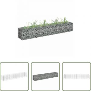 Bordure de jardin - Lit sur&eacute;lev&eacute; &agrave; gabion Acier galvanis&eacute; 180x30x30 cm