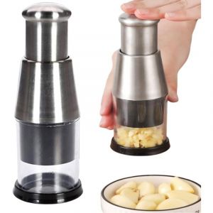 Hachoir &agrave; ail press&eacute;, Presse-ail en Acier Inoxydable pour Hachoir &agrave; Main, Mini Coupe-l&eacute;gumes Manuel, Hachoir &agrave; Oignon et &agrave; Salade, broyeur &agrave; ail