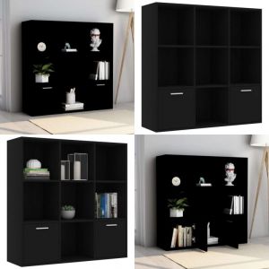 Bibliothèque Noir 98x30x98 cm Bois d’ingénierie - Bibliothèque Noire - Bibliothèque Moderne - Bibliothèque Ouverte - Meuble Rangement - Étagère