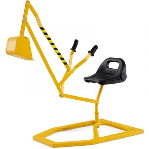 Pelleteuse Enfant avec Si&egrave;ge Pivotant &agrave; 360&deg;& Pelle, Tractopelle pour Bac &agrave; Sable avec Base Hexagonale, pour Sable Terre Neige, 3 Ans+, Jaune