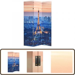Cloison de séparation pliable 120x170 cm Paris la nuit - Cloison De Séparation - Écran De Dressing - Cloison Amovible - Décoration Murale - Vue Sur