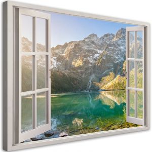 Image sur toile, Fenêtre Lac dans les montagnes Nature - 90x60
