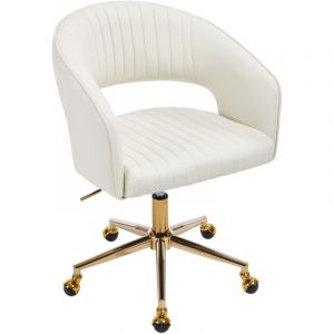 Wahson Chaise de Bureau en Cuir PU, Chaise Pivotante &agrave; 360&deg;, Chaise de Travail Hauteur R&eacute;glable Chaises de Bureau Plaqu&eacute; Or, Bleu