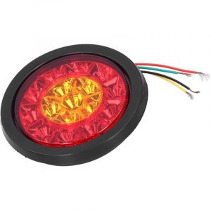 Feu arri&egrave;re rond 12-24V 16LED, clignotant de couleur rouge jaune pour remorque camions caravane RV.