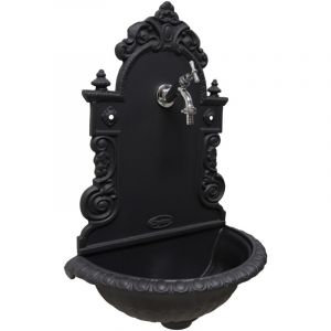 Fontaine murale mod&egrave;le Pamplona pour jardin potager avec robinetterie en laiton finition au choix : chrome